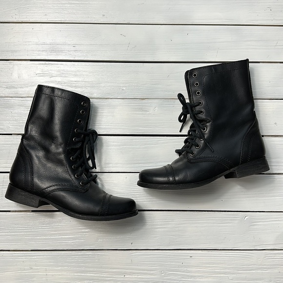 Steve Madden Troopa Combat Boots Black Leather size 6 - Picture 3 of 11